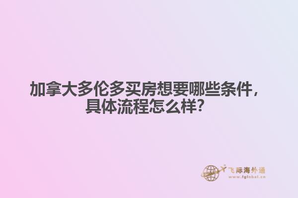 加拿大多倫多買房想要哪些條件，具體流程怎么樣？