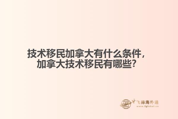 技術(shù)移民加拿大有什么條件，加拿大技術(shù)移民有哪些？