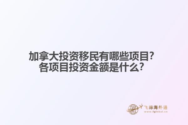加拿大投資移民有哪些項目？各項目投資金額是什么？