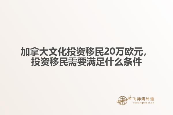 加拿大文化投資移民20萬(wàn)歐元，投資移民需要滿足什么條件