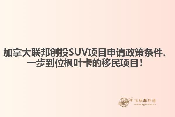 加拿大聯(lián)邦創(chuàng)投SUV項目申請政策條件、一步到位楓葉卡的移民項目！