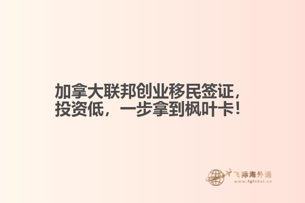 加拿大聯(lián)邦創(chuàng)業(yè)移民簽證，投資低，一步拿到楓葉卡！