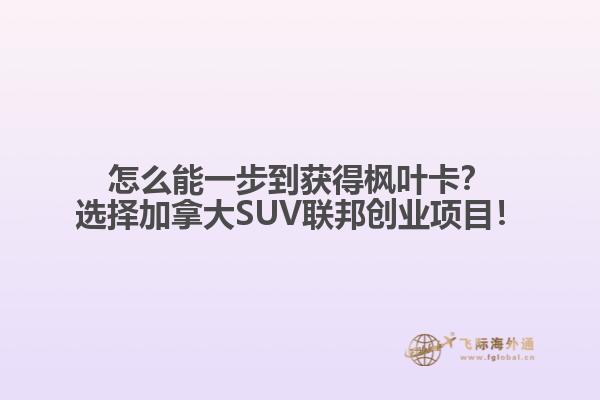 怎么能一步到獲得楓葉卡？選擇加拿大SUV聯(lián)邦創(chuàng)業(yè)項(xiàng)目！