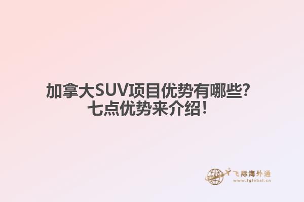 加拿大SUV項目優(yōu)勢有哪些？七點優(yōu)勢來介紹！