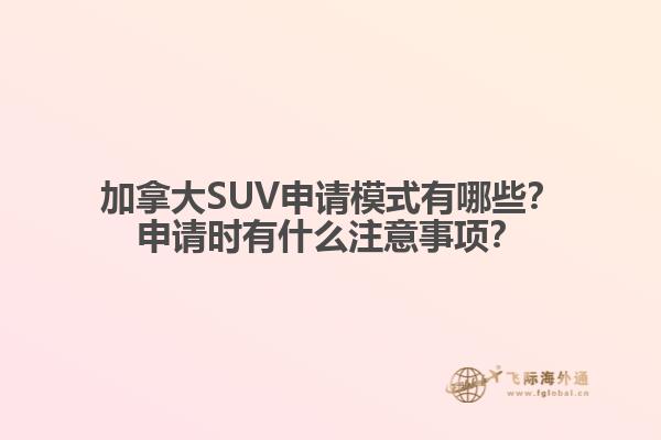 加拿大SUV申請(qǐng)模式有哪些？申請(qǐng)時(shí)有什么注意事項(xiàng)？